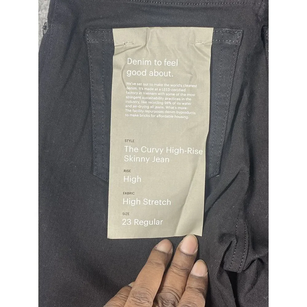 EVERLANE The Curvy Way-High Skinny Jean in Black‎ Size 23